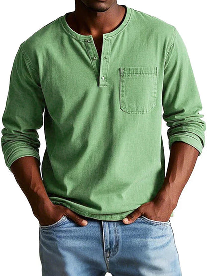 Ben | Camisa informal de manga larga estilo Henley para hombre