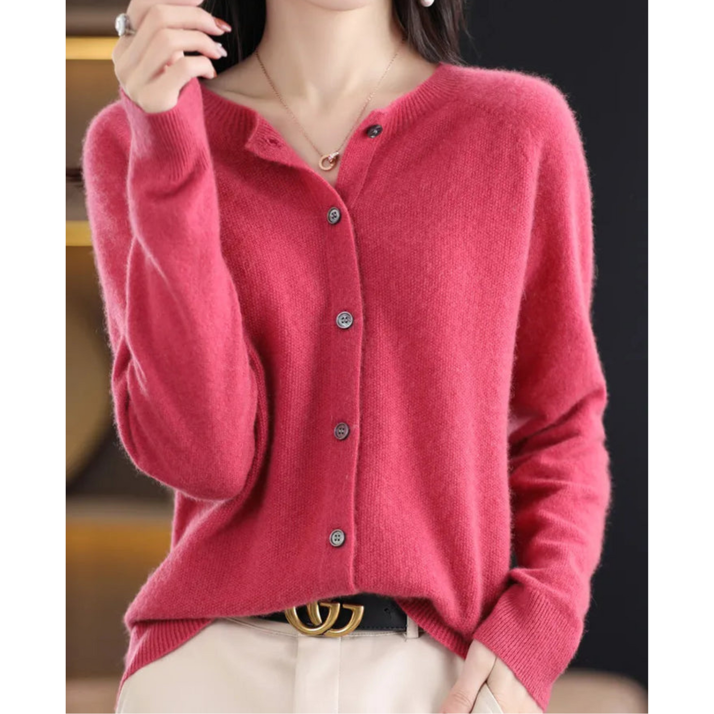 Isabella | Women’s Long Sleeve Classic Button Merino And Wool Sweaters