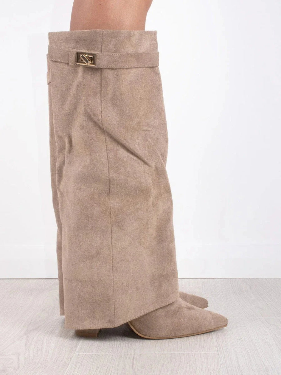 Women’s Leather Thigh-High Boots with Buckle
