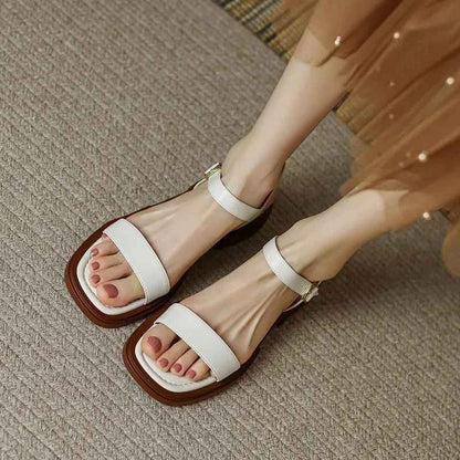 Velmira™ | Sandalias de tacón bajo de cuero genuino