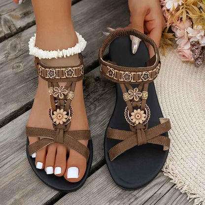 Flower Beaded Bohemian Sandals