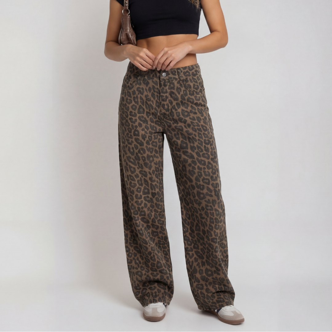 RILEY™ – Pantalones anchos con estampado de leopardo