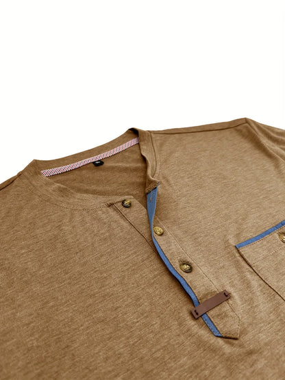 Slade | Camisa clásica de cuello redondo con bolsillo