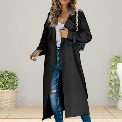 Women’s Stylish Double-Breasted Long Trench Coat