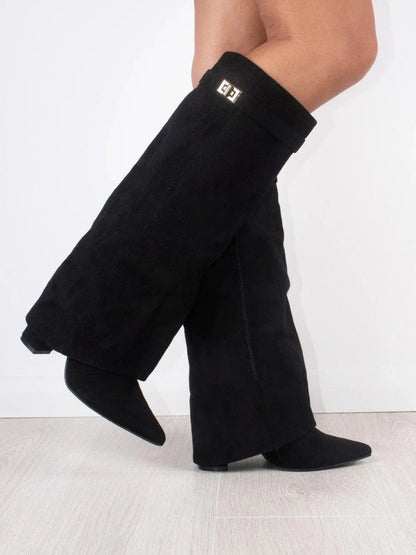 Women’s Leather Thigh-High Boots with Buckle