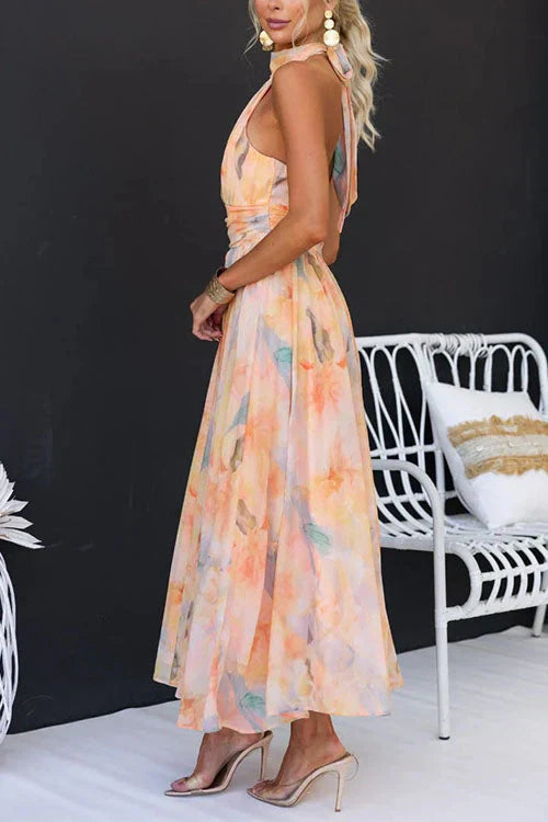 Poppy | Women’s Summer Halter Floral Maxi Dress