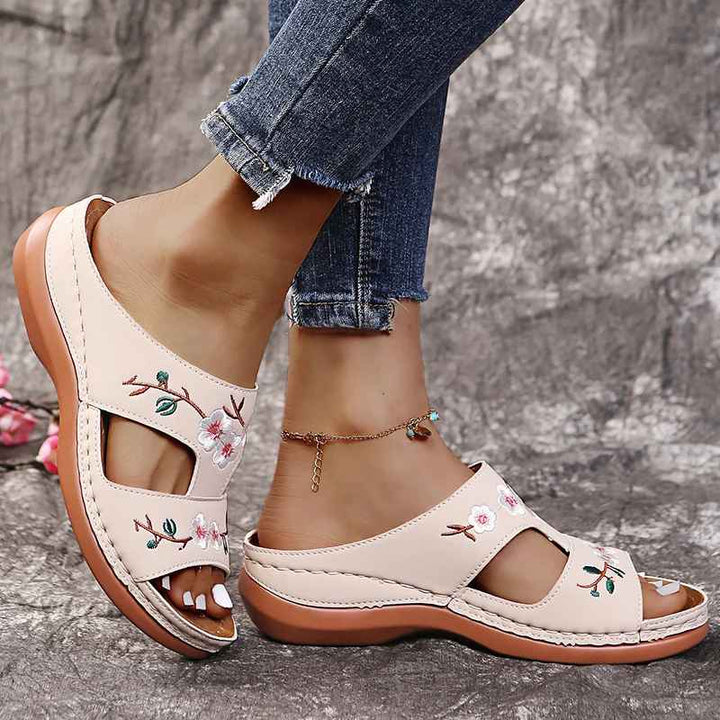 Embroidered Boho Wedge Sandals