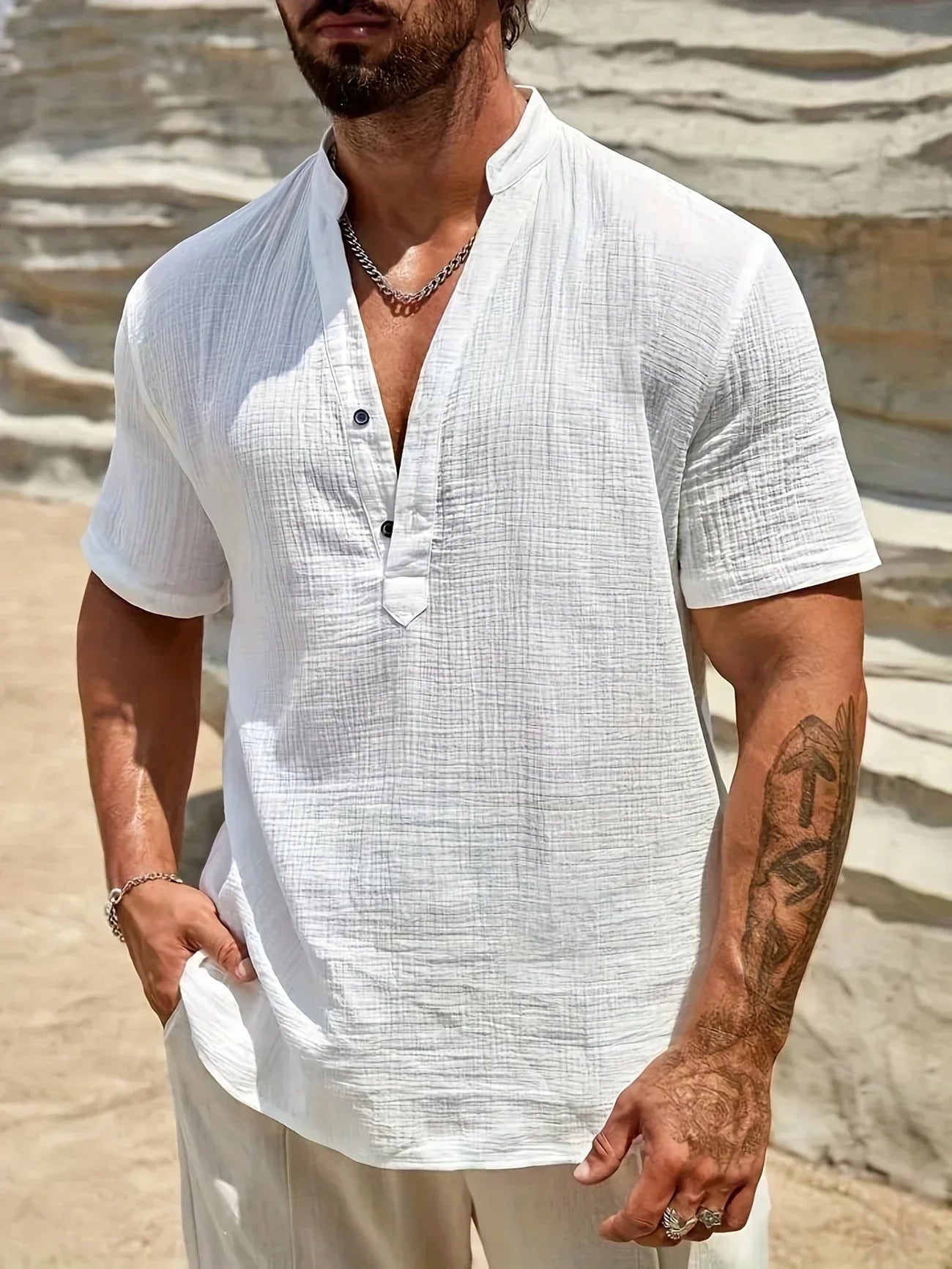 Cozy Stand-Collar Summer Shirt