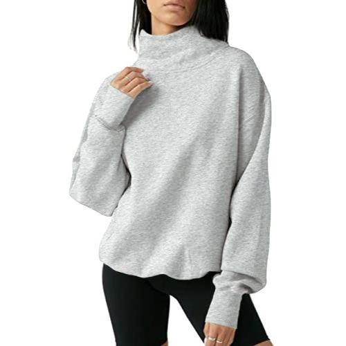 M&amp;D™ - Sudadera de cuello alto extragrande para mujer, jersey de manga larga