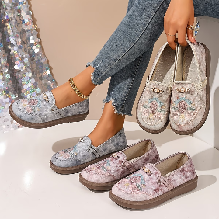 Juniper - Embroidered Slip-On Loafers