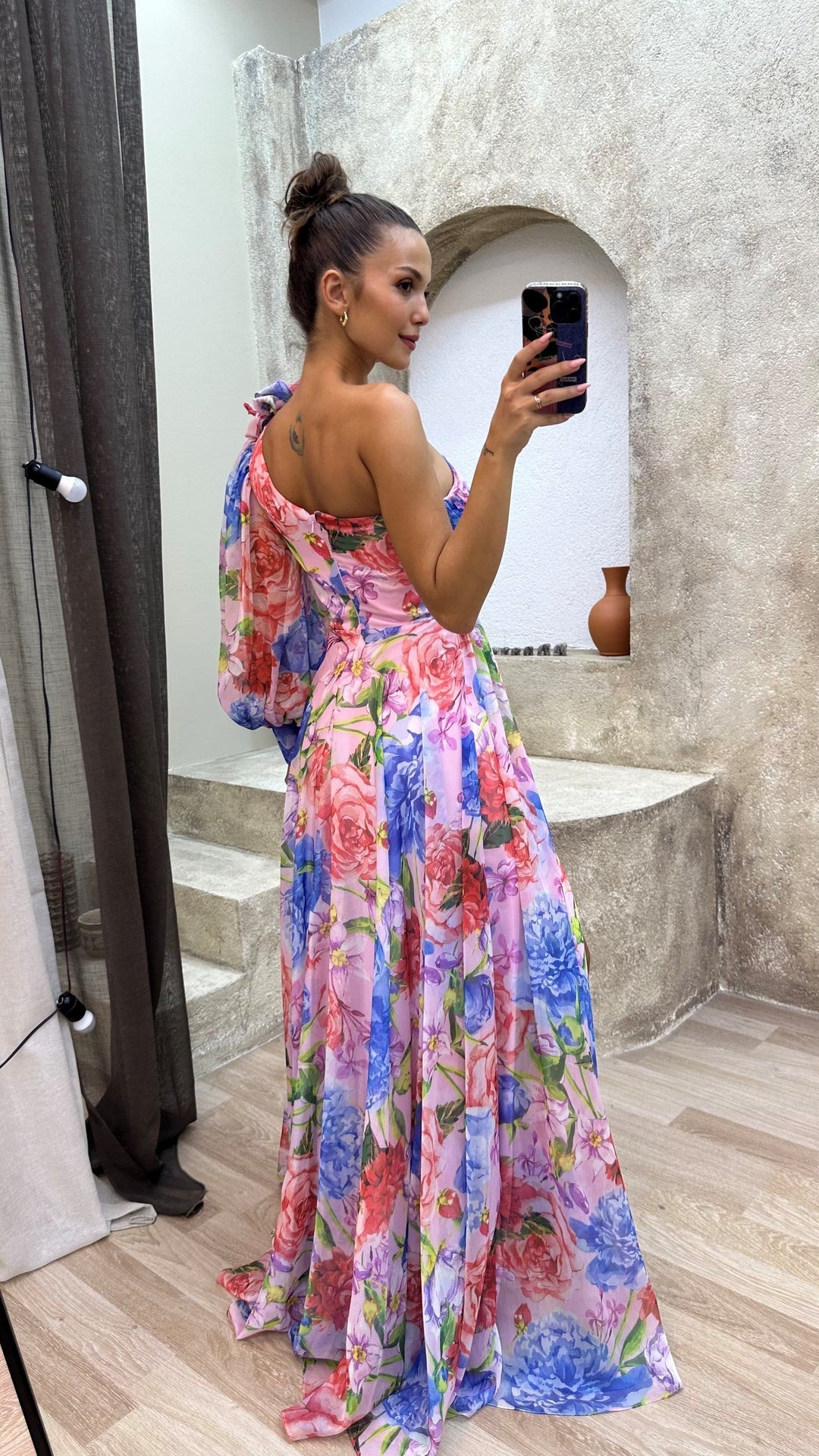 Women’s One Shoulder Floral Maxi Split Dress
