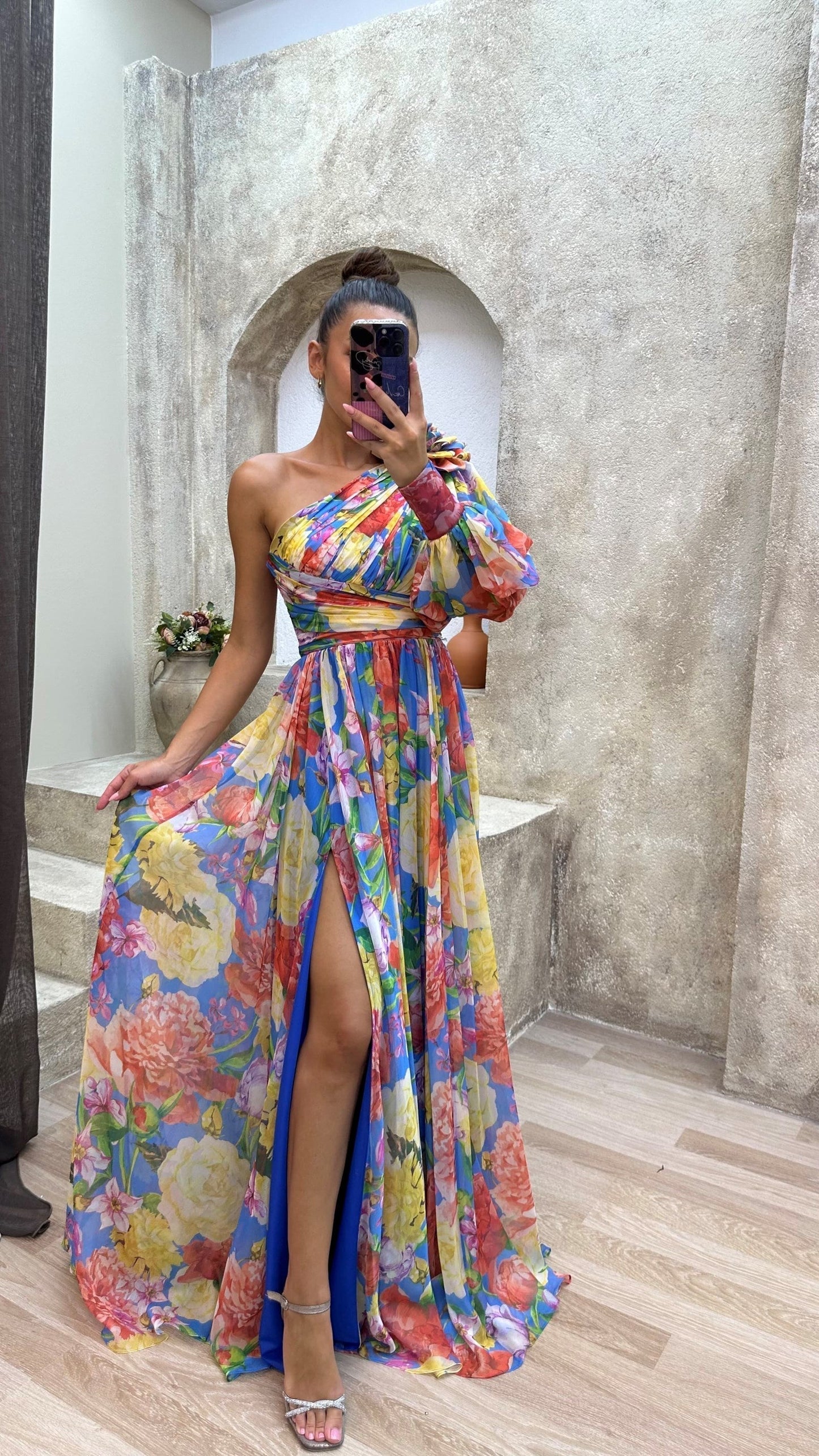 Ashley | Women’s One Shoulder Floral Maxi Split Dress