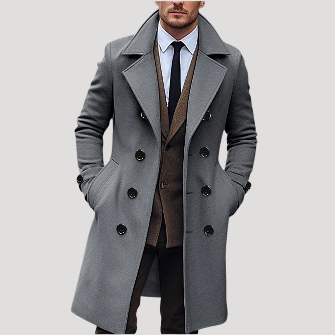 Bruce | Men’s Spring Double-Breasted Long Coat