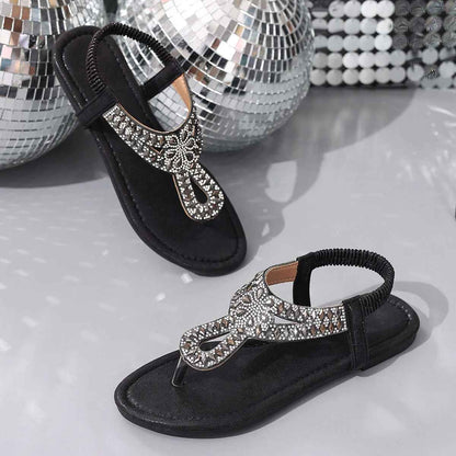 Liora™ | Sandalias planas con tira de cristal en el dedo