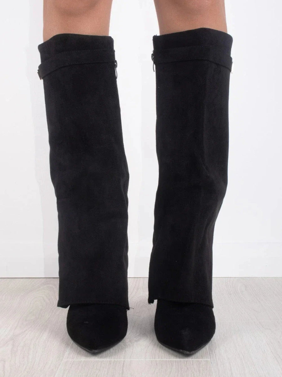 Women’s Leather Thigh-High Boots with Buckle