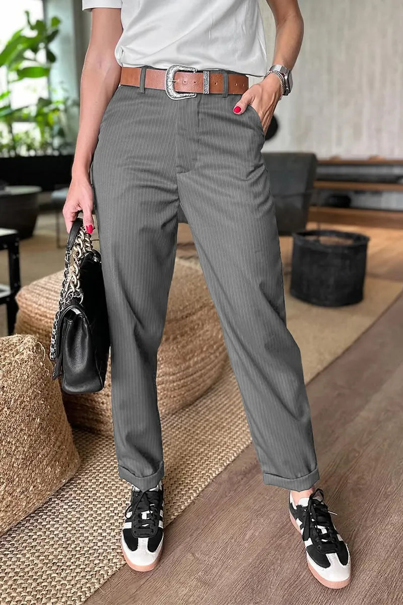 ELEGANT FIGURE-FLATTING STRIPED TROUSERS