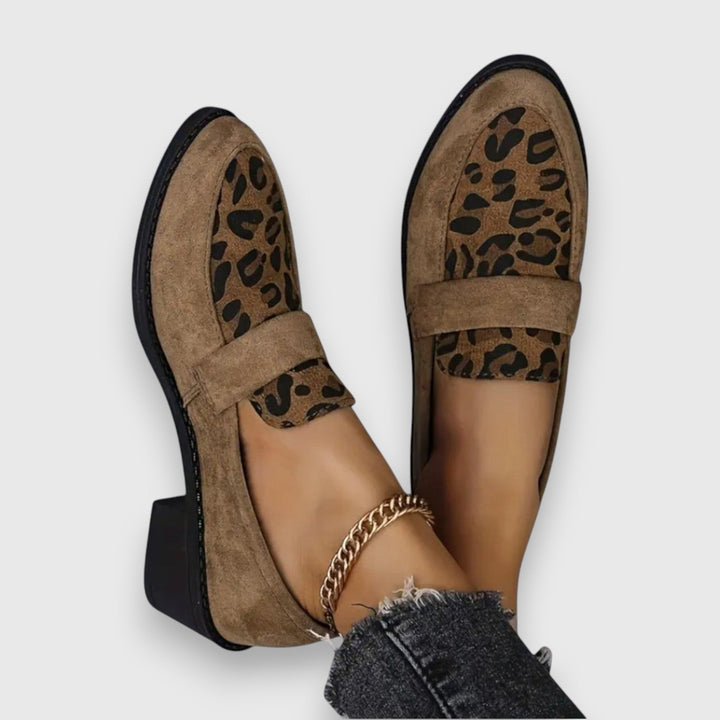 Wild Chic Leopard Print Real Leather Loafers