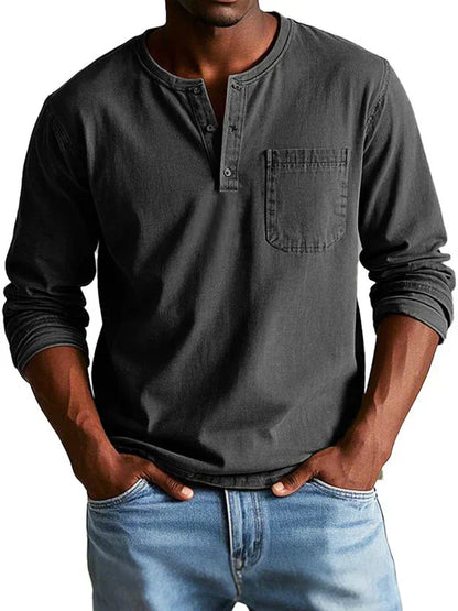 Ben | Camisa informal de manga larga estilo Henley para hombre