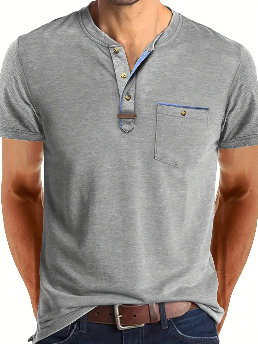 Classic Round Neck Pocket Shirt