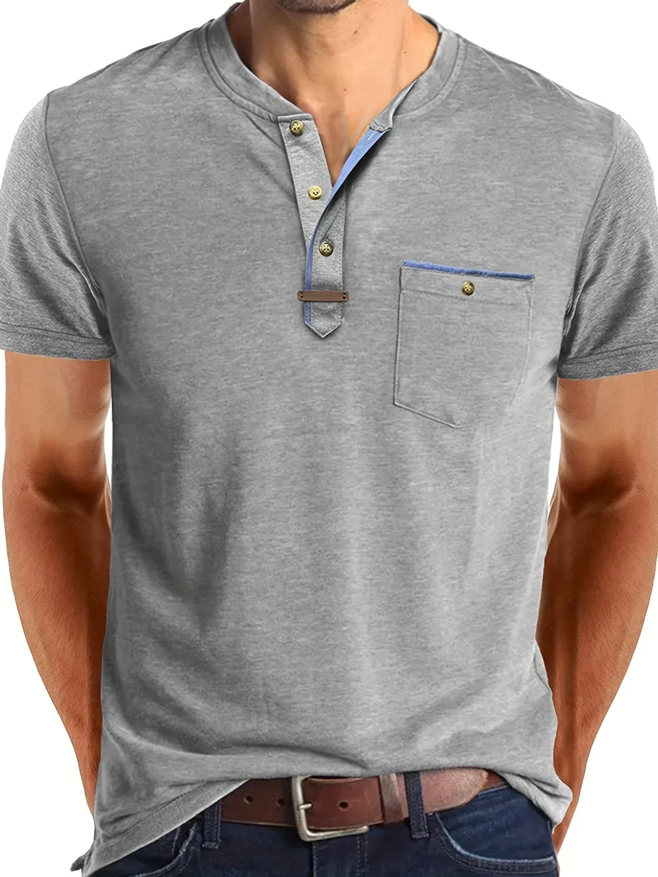 Slade | Camisa clásica de cuello redondo con bolsillo