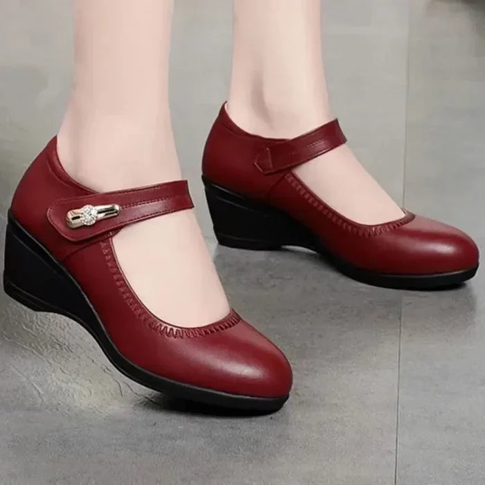 Elegant Mid-Heel Comfort Real Leather Shoes