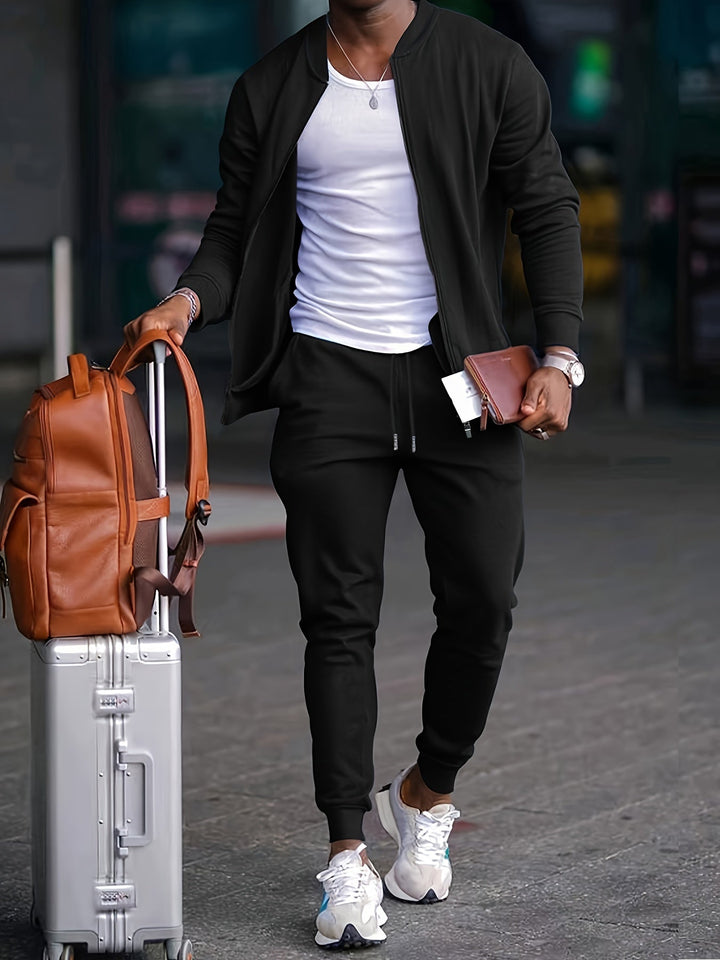 Men’s Casual Travel Tracksuit with Zipper Jacket