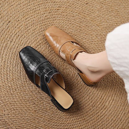 Mules de cuero genuino Andie