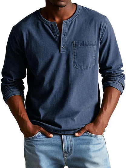 Ben | Camisa informal de manga larga estilo Henley para hombre