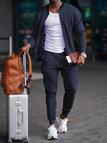 Evan | Chándal informal de viaje para hombre con chaqueta con cremallera