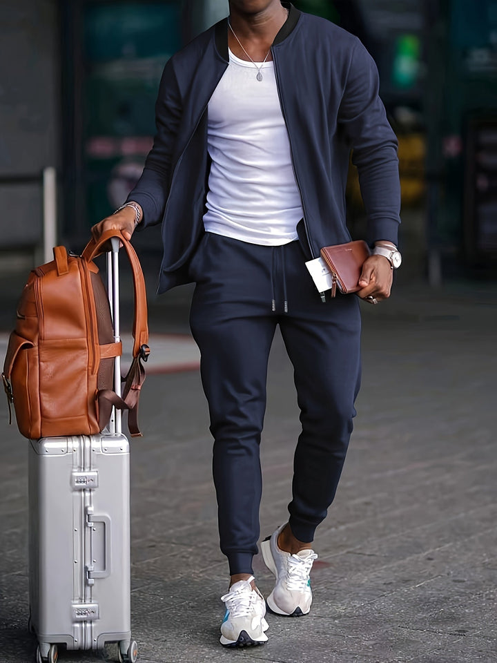 Men’s Casual Travel Tracksuit with Zipper Jacket