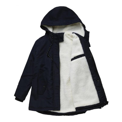 Thick Winter Coat with Hood and Quilted Lining for Winter Warmth