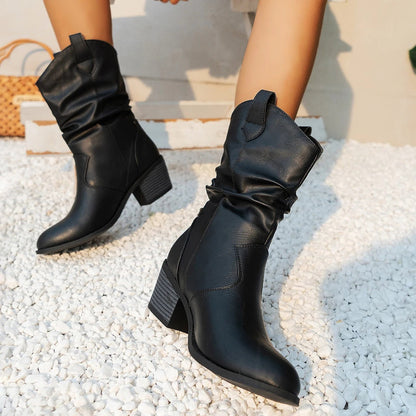 Samantha | Women's Winter Cowboy-Inspired Heeled Boots