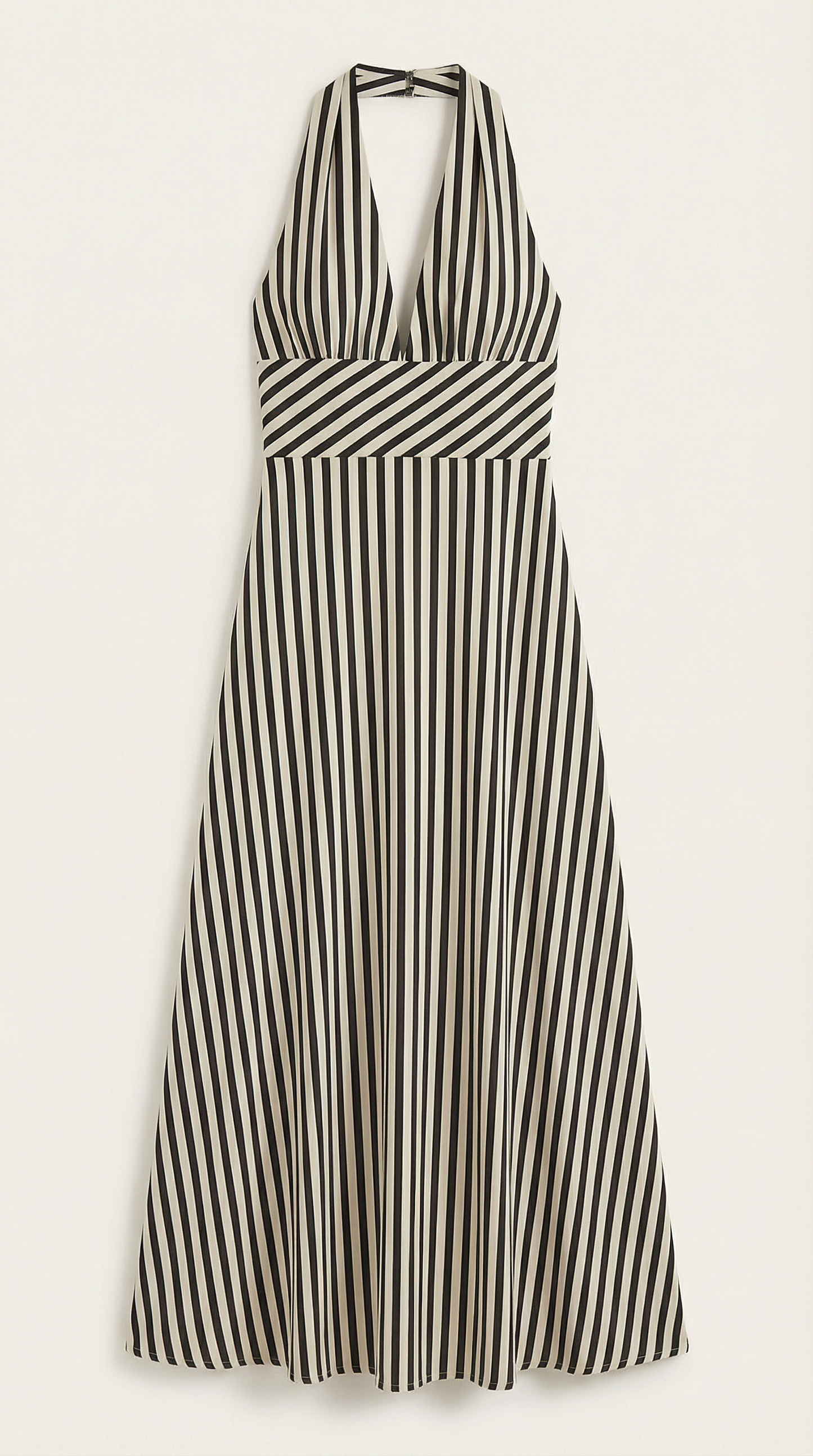 Vestido maxi Sandra de rayas con cuello de pico