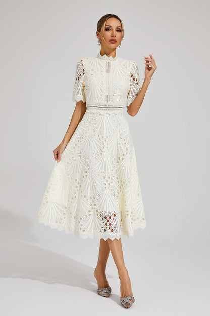 Willow | Vestido midi de encaje elegante para mujer