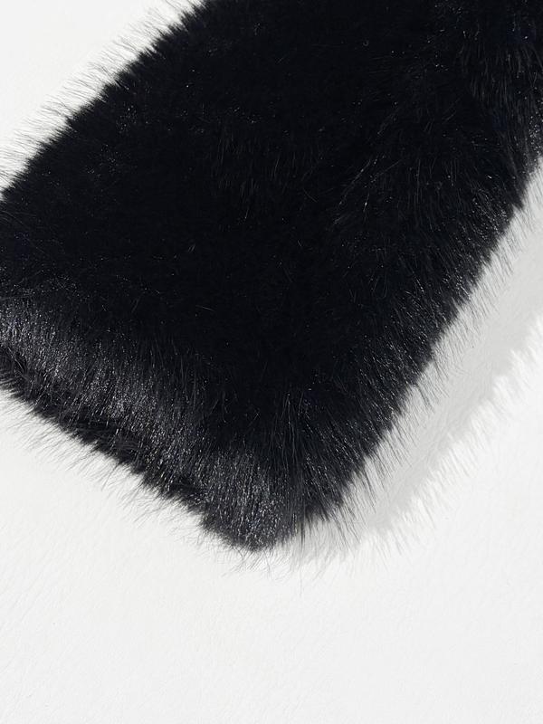 Women's Solid Color Open Faux Fur Coat
