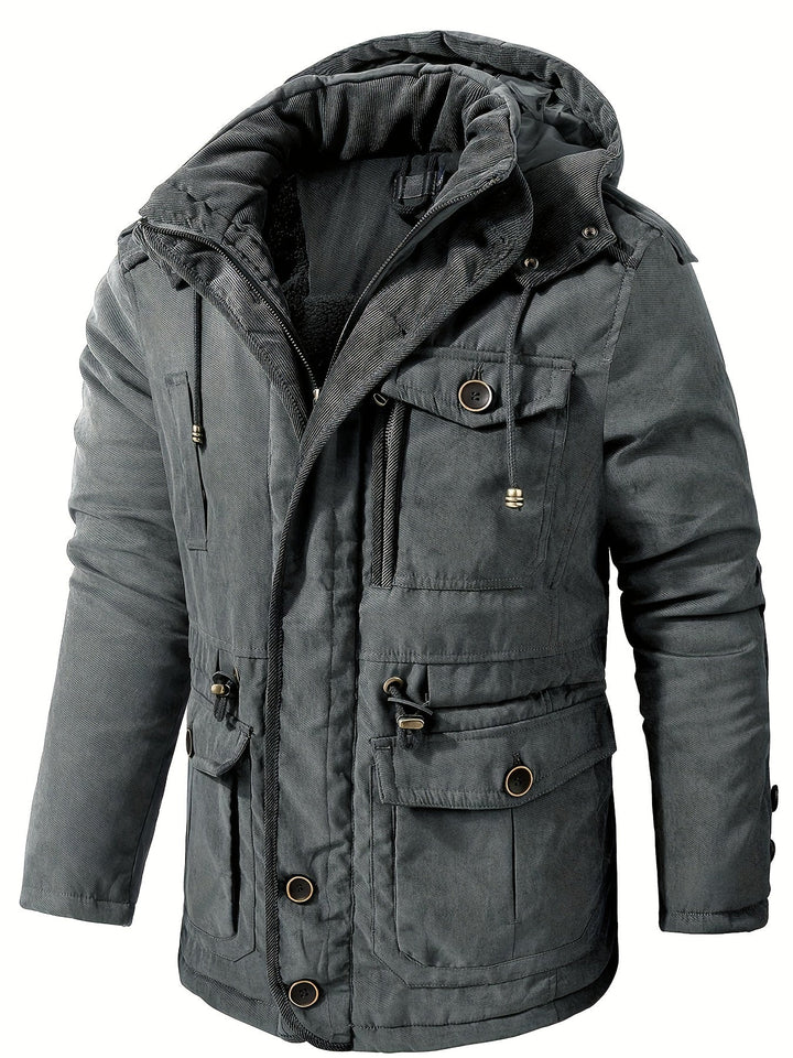Men’s Warm Thick Hooded Utility Jacket