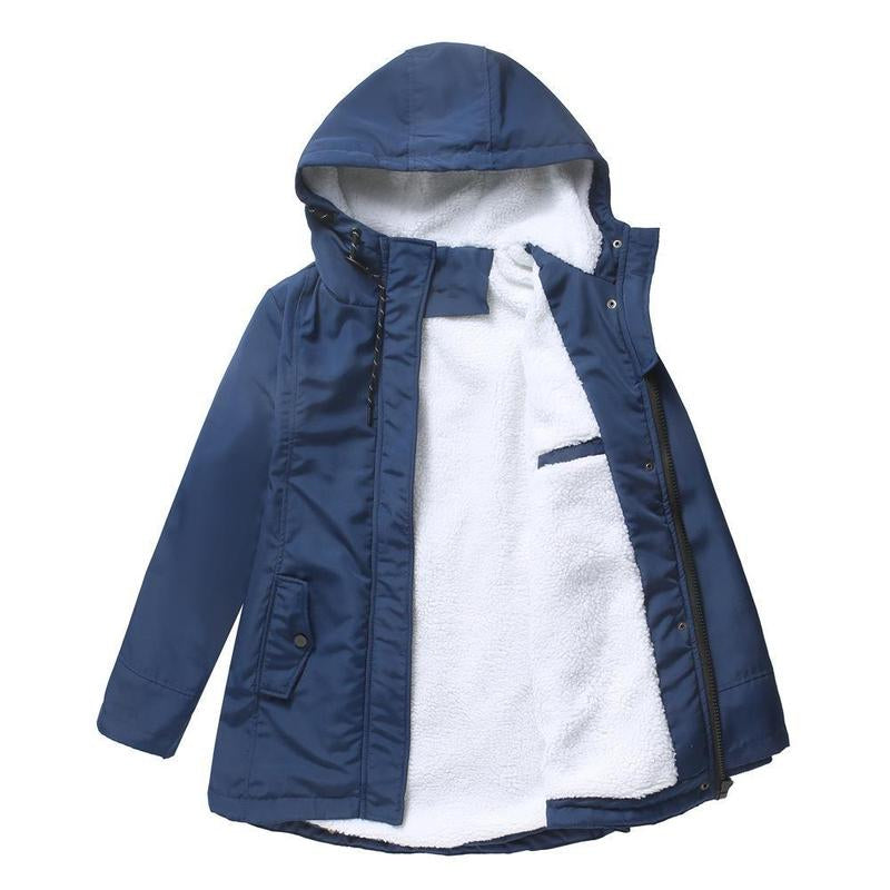 Thick Winter Coat with Hood and Quilted Lining for Winter Warmth