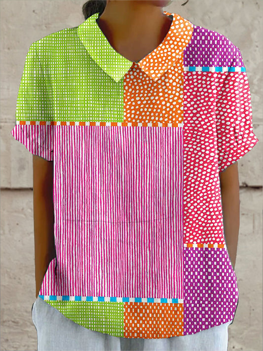 Zoe | Camisa de patchwork colorida