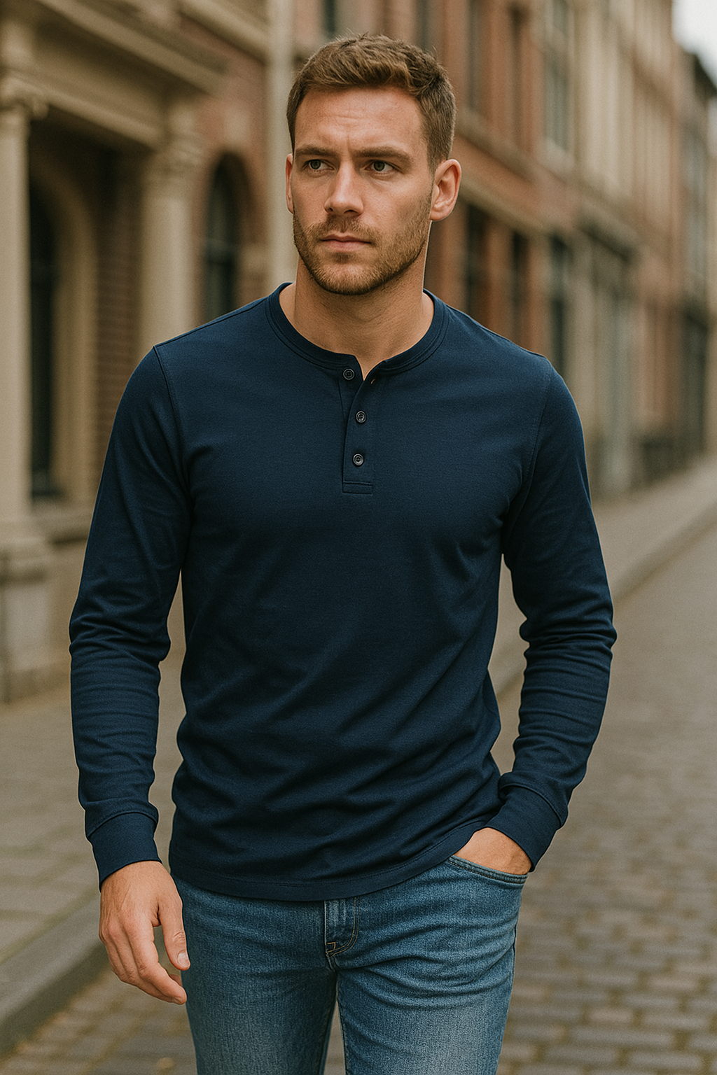 Christopher | Elegante camisa henley de manga larga para hombre