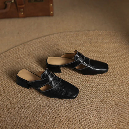 Mules de cuero genuino Andie