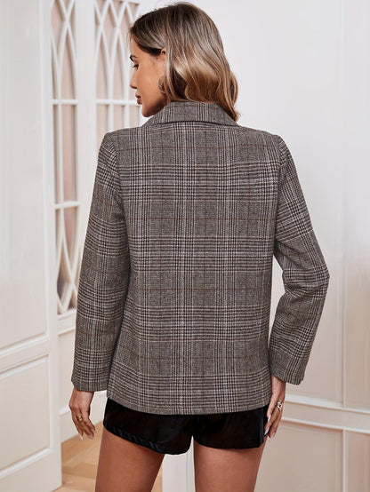 Danielle | Chaqueta blazer de manga larga con botones a cuadros para mujer