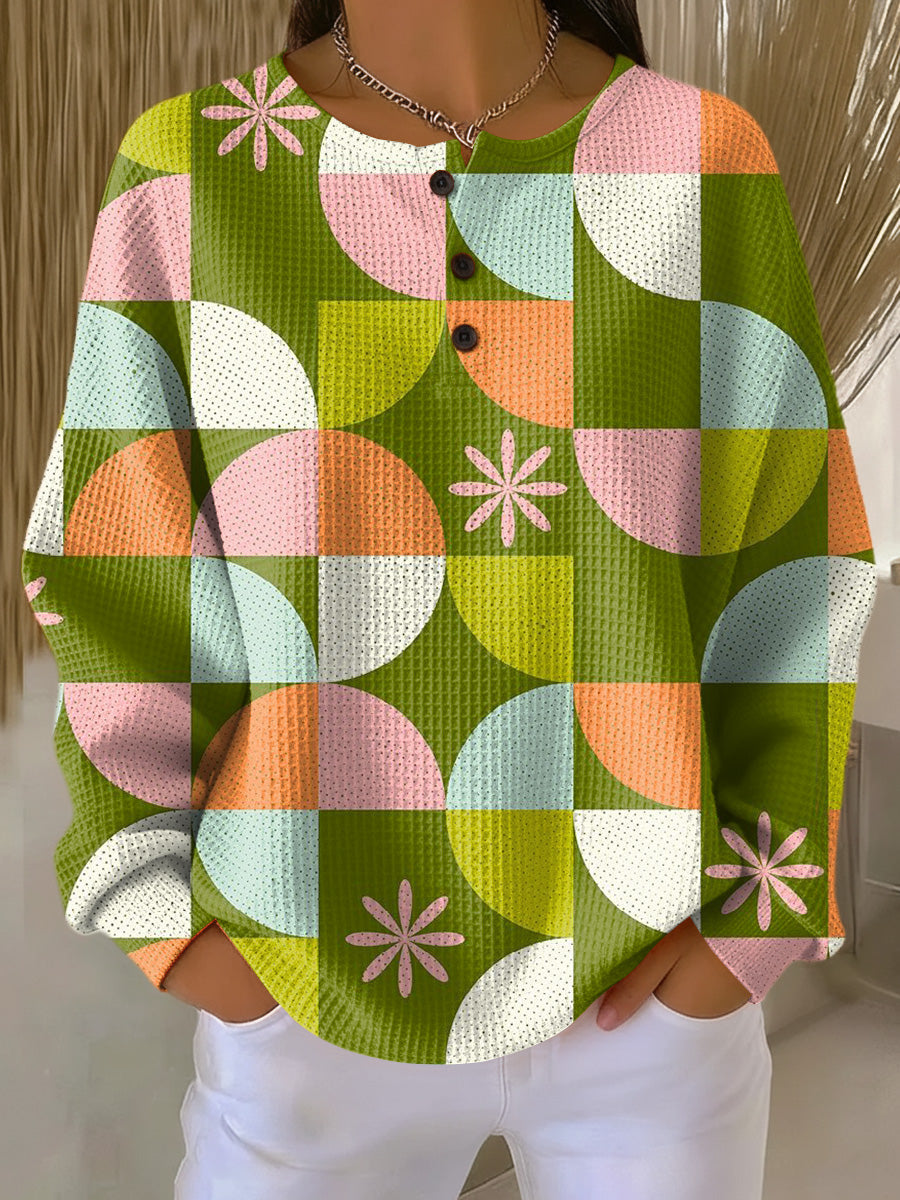 Sweater with Abstract Checkered Pattern