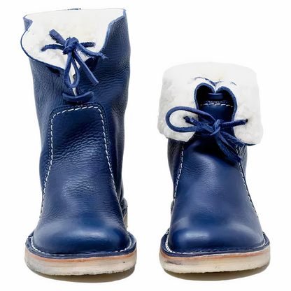 Botas de cuero casuales de media pantorrilla para mujer