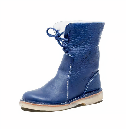 Botas de cuero casuales de media pantorrilla para mujer