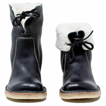 Botas de cuero casuales de media pantorrilla para mujer