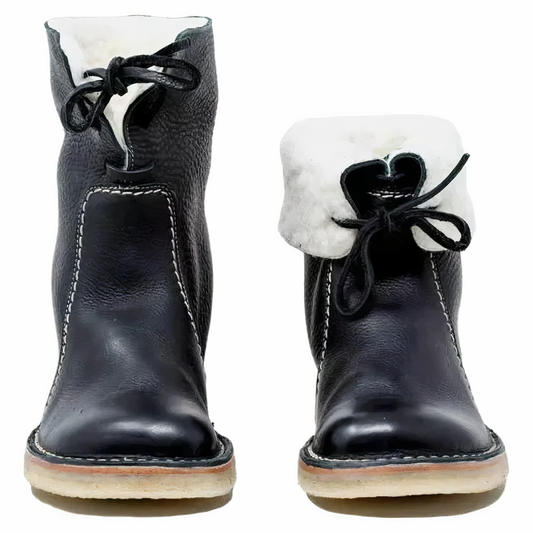 Botas de cuero casuales de media pantorrilla para mujer