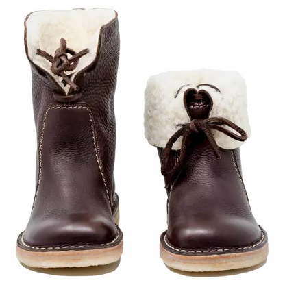 Botas de cuero casuales de media pantorrilla para mujer