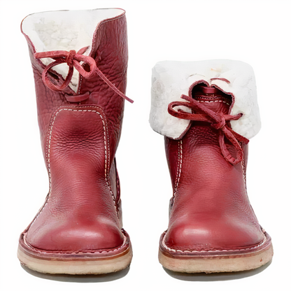 Botas de cuero casuales de media pantorrilla para mujer