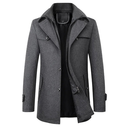 Michael | Abrigo largo de invierno elegante con botones para hombre