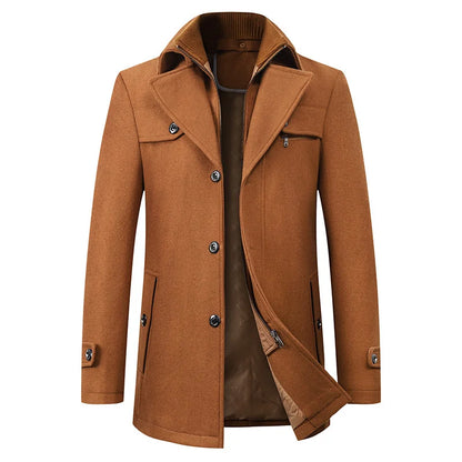 Michael | Abrigo largo de invierno elegante con botones para hombre
